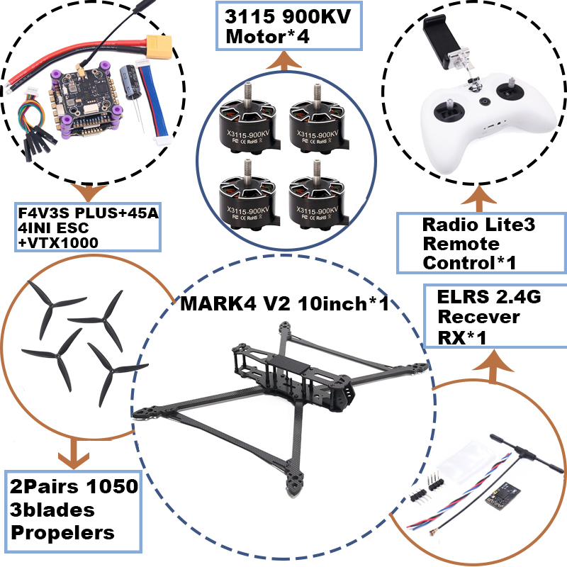 MARK4 V2 10inch F4V3S/F4V3S PL - Drone Frame ulasan dan harga