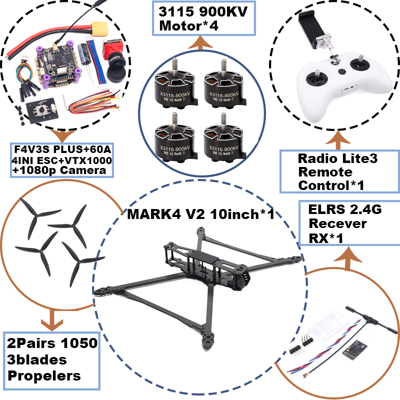 MARK4 V2 10inch F4V3S/F4V3S PL - Drone Frame ulasan dan harga