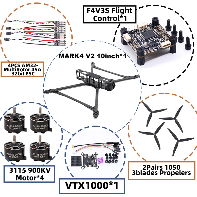 MARK4 V2 10inch F4V3S/F4V3S PL - Drone Frame ulasan dan harga